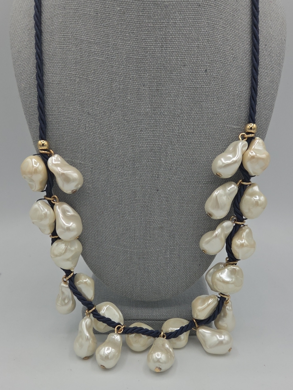 5 for $25! Talbots Pearl Drop Necklace Navy Cord